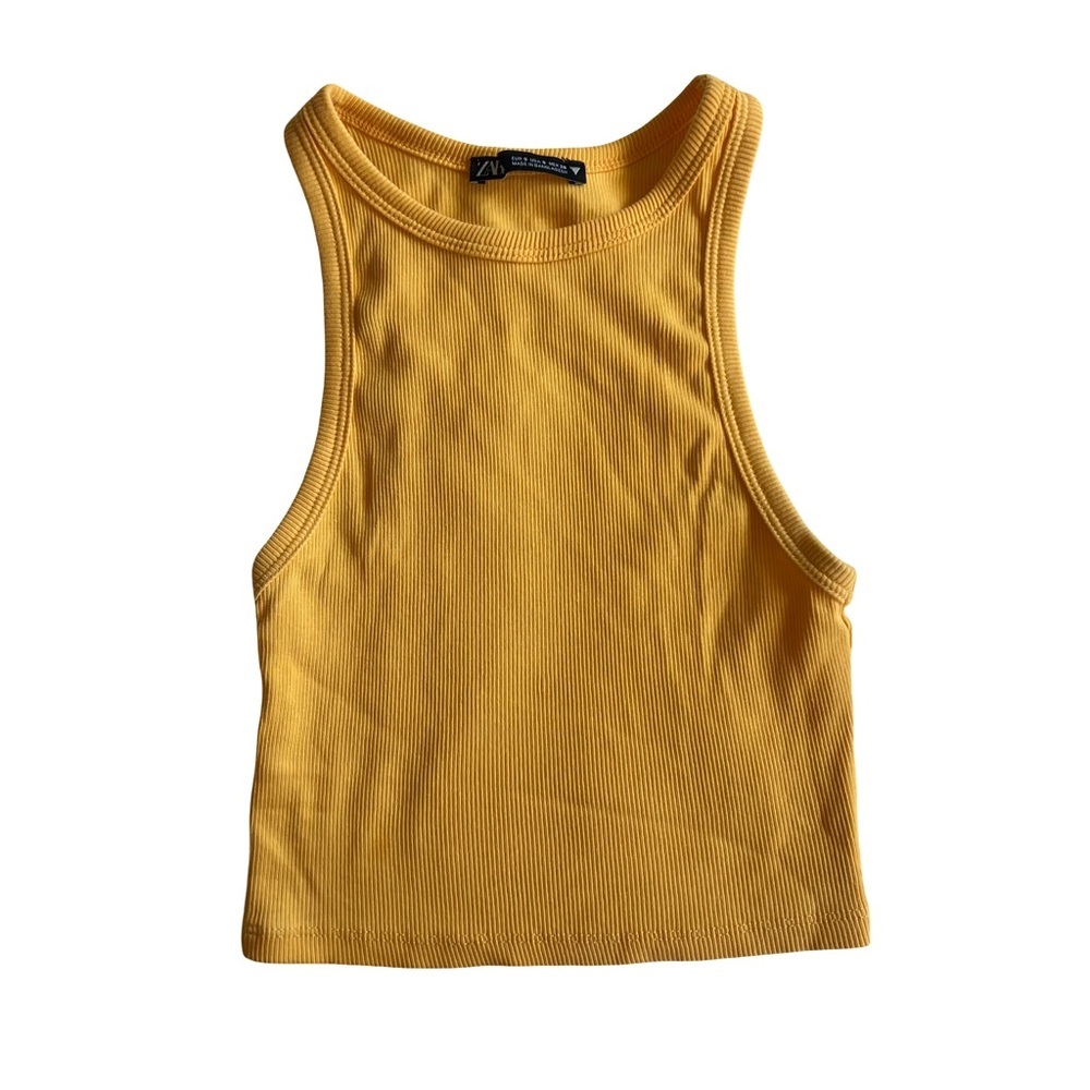 Zara Basic Ribbed Fitted Tank Orange - Picture 3 of 4
